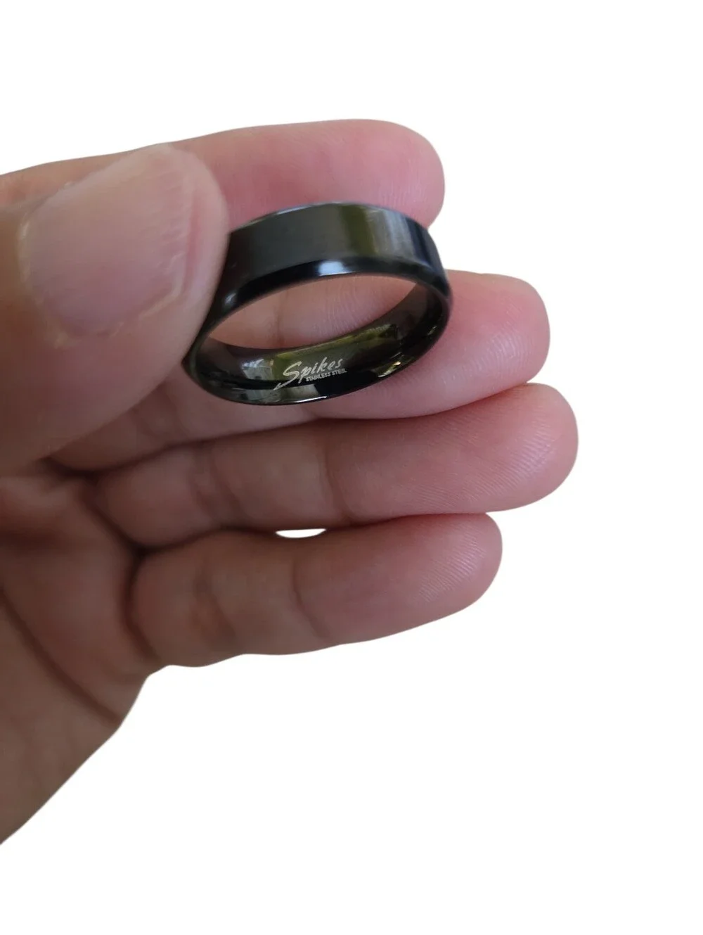 Size 9 Spikes Stainless Steel Polished Black Band